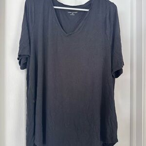 Lane Bryant Black Short Sleeve V-Neck Tee